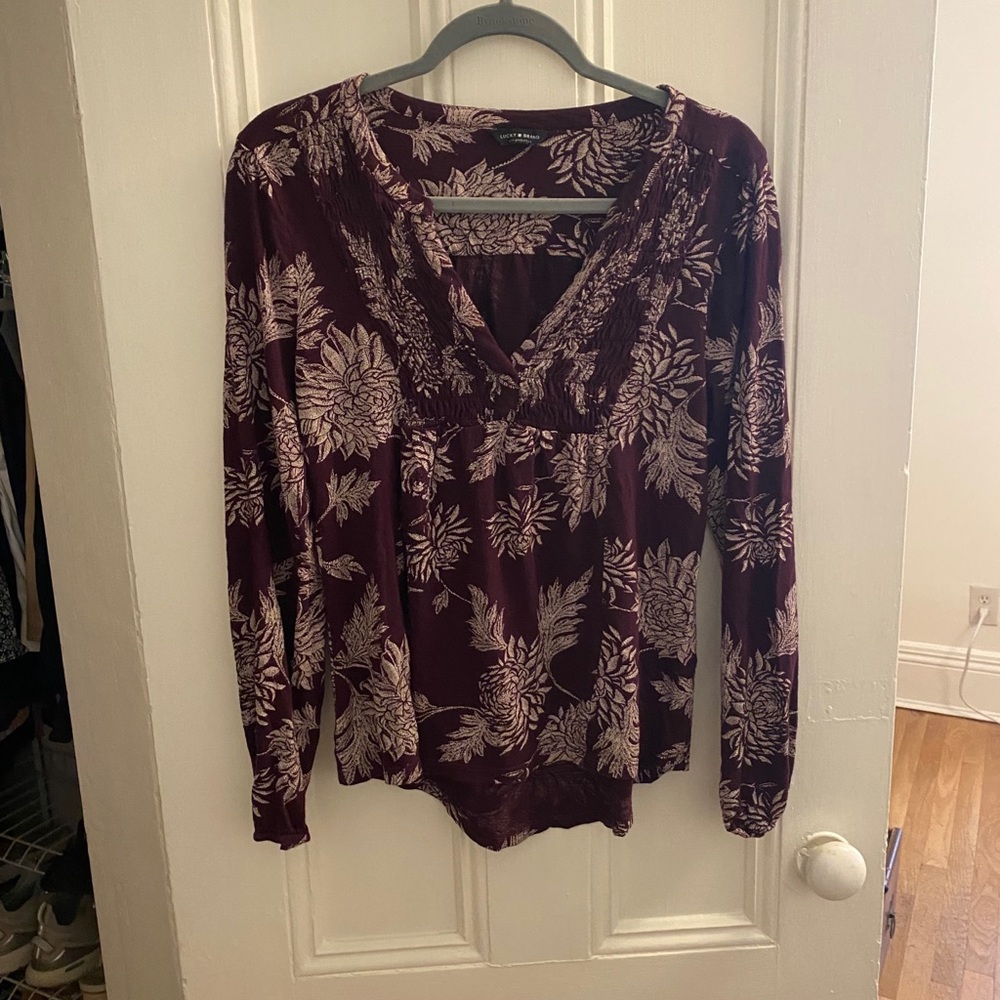 Lucky brand purple floral long sleeve top